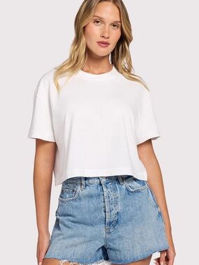nuuds White Cropped Tee Vintage Cotton